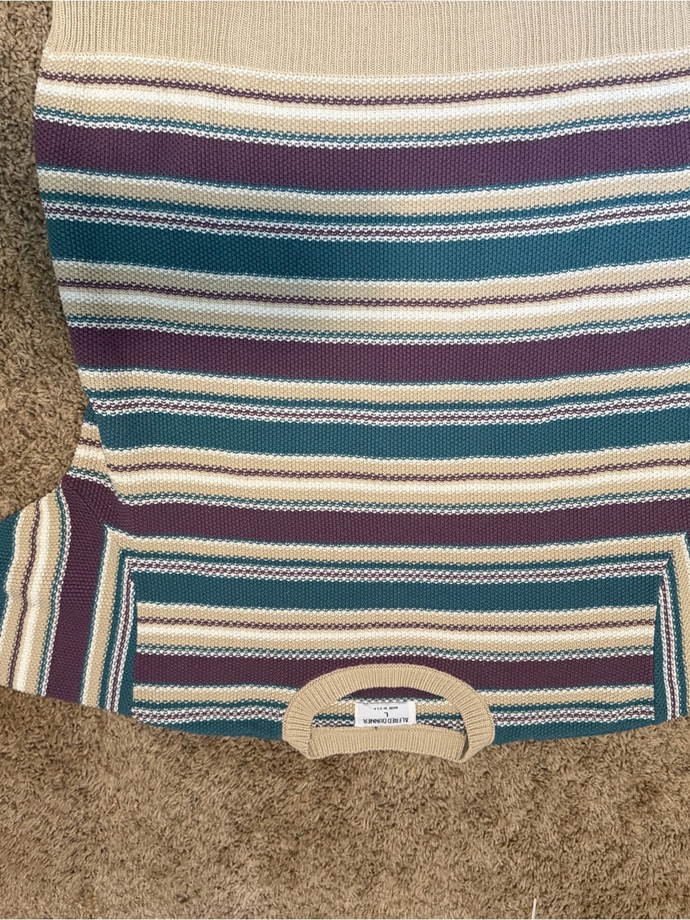 Alfred Dunner Striped Knit Tank in Cream, Teal & Plum